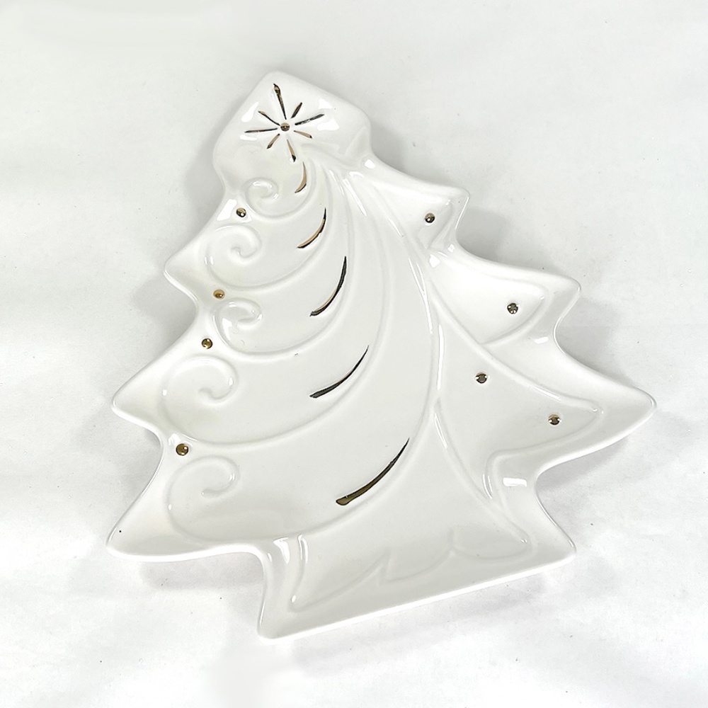 White Porcelain Christmas Tree Cookie Plate